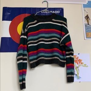 multicolored striped sweater